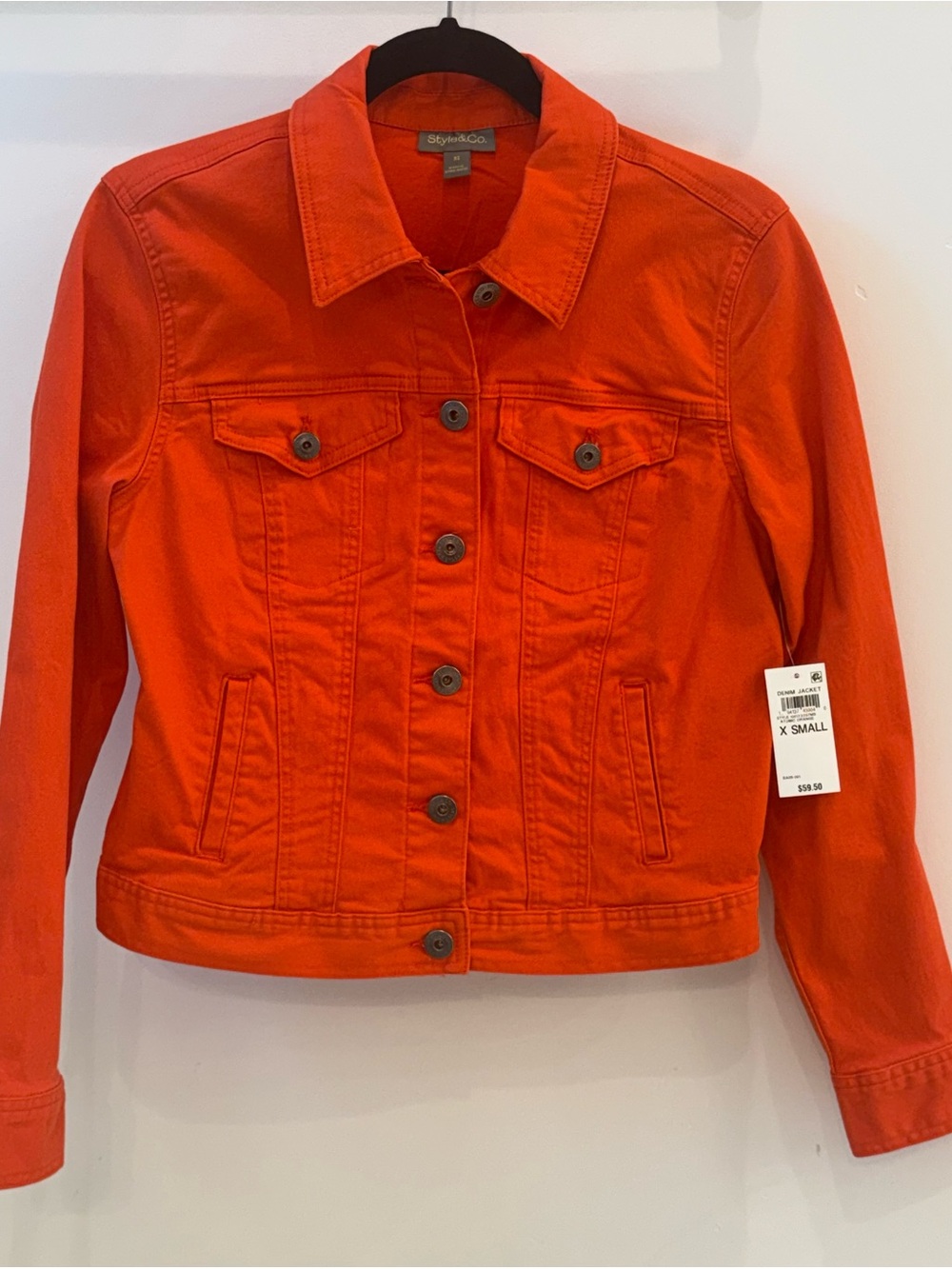 NWT Style & Co. Bright Orange Denim Jacket - XS